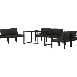 MAISON EXCLUSIVE - Salon de jardin 7 pcs avec coussins aluminium anthracite