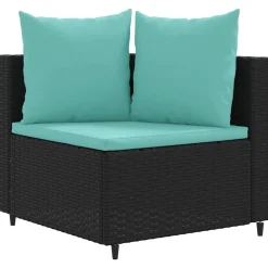 MAISON EXCLUSIVE - Salon de jardin 9 pcs avec coussins noir résine tressée