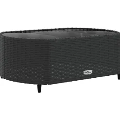 MAISON EXCLUSIVE - Salon de jardin 9 pcs avec coussins noir résine tressée