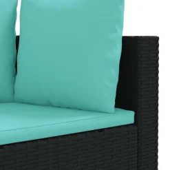 MAISON EXCLUSIVE - Salon de jardin 9 pcs avec coussins noir résine tressée