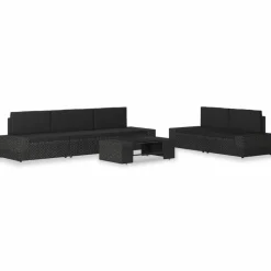 MAISON EXCLUSIVE - Salon de jardin 6 pcs résine tressée noir