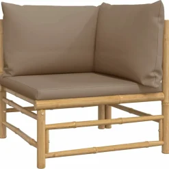 MAISON EXCLUSIVE - Salon de jardin 11 pcs avec coussins taupe bambou