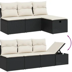 MAISON EXCLUSIVE - Salon de jardin 9 pcs avec coussins noir résine tressée
