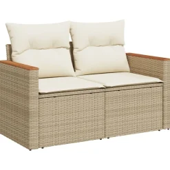 MAISON EXCLUSIVE - Salon de jardin avec coussins 13 pcs beige résine tressée