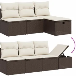 MAISON EXCLUSIVE - Salon de jardin 8 pcs avec coussins marron résine tressée