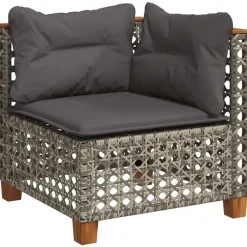 MAISON EXCLUSIVE - Salon de jardin avec coussins 7 pcs gris résine tressée