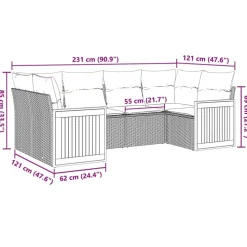 MAISON EXCLUSIVE - Salon de jardin 6 pcs avec coussins gris résine tressée