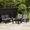 MAISON EXCLUSIVE - Salon de jardin 3 pcs avec coussins plastique gris