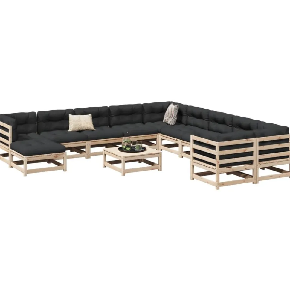 MAISON EXCLUSIVE - Salon de jardin 12 pcs bois de pin massif