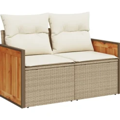 MAISON EXCLUSIVE - Salon de jardin avec coussins 4 pcs beige résine tressée