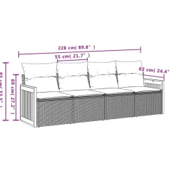 MAISON EXCLUSIVE - Salon de jardin avec coussins 4 pcs beige résine tressée