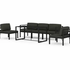 MAISON EXCLUSIVE - Salon de jardin 6 pcs avec coussins aluminium anthracite