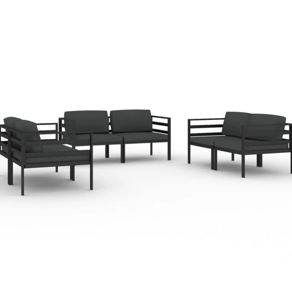 MAISON EXCLUSIVE - Salon de jardin 6 pcs avec coussins aluminium anthracite