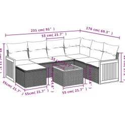 MAISON EXCLUSIVE - Salon de jardin 8 pcs avec coussins gris résine tressée