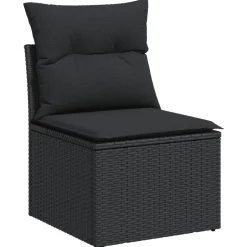MAISON EXCLUSIVE - Salon de jardin 7 pcs avec coussins noir résine tressée