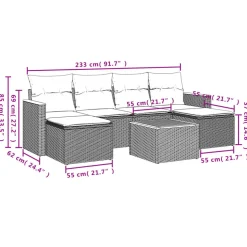 MAISON EXCLUSIVE - Salon de jardin 7 pcs avec coussins noir résine tressée