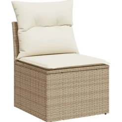 MAISON EXCLUSIVE - Salon de jardin avec coussins 4 pcs beige résine tressée