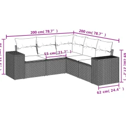 MAISON EXCLUSIVE - Salon de jardin avec coussins 5 pcs beige résine tressée