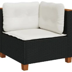 MAISON EXCLUSIVE - Salon de jardin 7 pcs avec coussins noir résine tressée