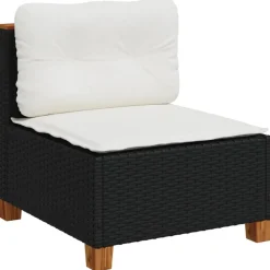 MAISON EXCLUSIVE - Salon de jardin 7 pcs avec coussins noir résine tressée