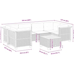 MAISON EXCLUSIVE - Salon de jardin 7 pcs avec coussins noir résine tressée