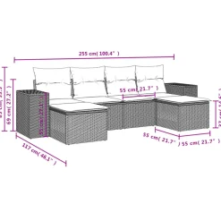 MAISON EXCLUSIVE - Salon de jardin 6 pcs avec coussins noir résine tressée