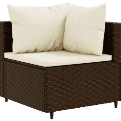 MAISON EXCLUSIVE - Salon de jardin avec coussins 7 pcs marron résine tressée