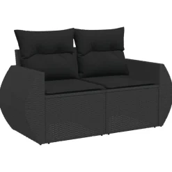 MAISON EXCLUSIVE - Salon de jardin 6 pcs avec coussins noir résine tressée