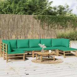 MAISON EXCLUSIVE - Salon de jardin 8 pcs avec coussins vert bambou