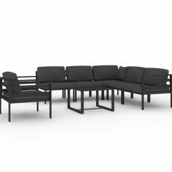 MAISON EXCLUSIVE - Salon de jardin 7 pcs avec coussins aluminium anthracite