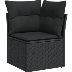 MAISON EXCLUSIVE - Salon de jardin 11 pcs avec coussins noir résine tressée
