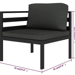 MAISON EXCLUSIVE - Salon de jardin 7 pcs avec coussins aluminium anthracite