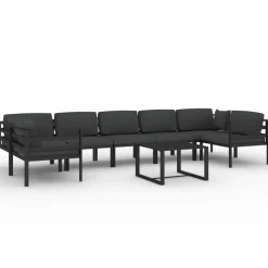 MAISON EXCLUSIVE - Salon de jardin 8 pcs avec coussins aluminium anthracite