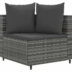 MAISON EXCLUSIVE - Salon de jardin 8 pcs avec coussins gris résine tressée