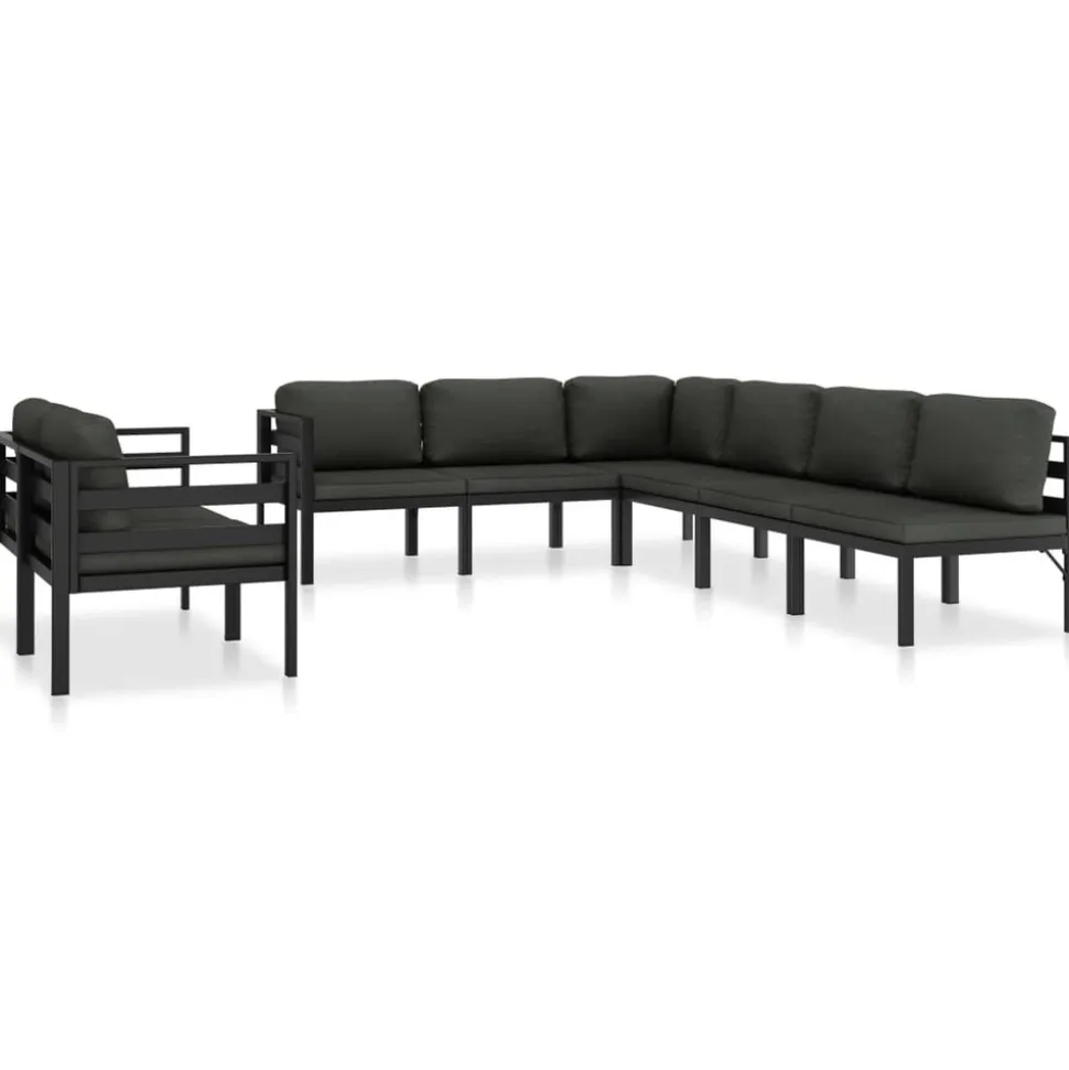 MAISON EXCLUSIVE - Salon de jardin 8 pcs avec coussins aluminium anthracite