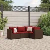MAISON EXCLUSIVE - Salon de jardin 4 pcs avec coussins marron résine tressée