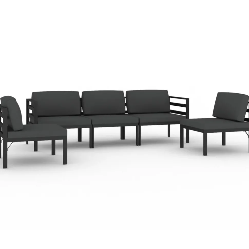 MAISON EXCLUSIVE - Salon de jardin 5 pcs avec coussins aluminium anthracite
