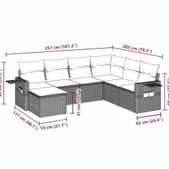 MAISON EXCLUSIVE - Salon de jardin 7 pcs avec coussins noir résine tressée