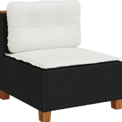 MAISON EXCLUSIVE - Salon de jardin 9 pcs avec coussins noir résine tressée