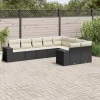 MAISON EXCLUSIVE - Salon de jardin 9 pcs avec coussins noir résine tressée