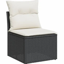 MAISON EXCLUSIVE - Salon de jardin 9 pcs avec coussins noir résine tressée