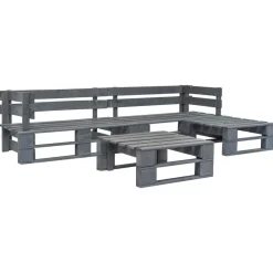 MAISON EXCLUSIVE - Salon de jardin palette 4 pcs bois gris