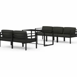 MAISON EXCLUSIVE - Salon de jardin 6 pcs avec coussins aluminium anthracite