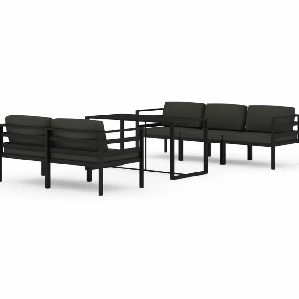 MAISON EXCLUSIVE - Salon de jardin 6 pcs avec coussins aluminium anthracite