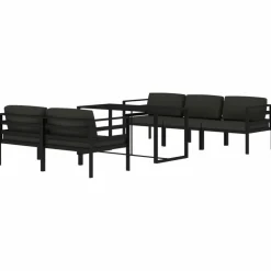 MAISON EXCLUSIVE - Salon de jardin 6 pcs avec coussins aluminium anthracite