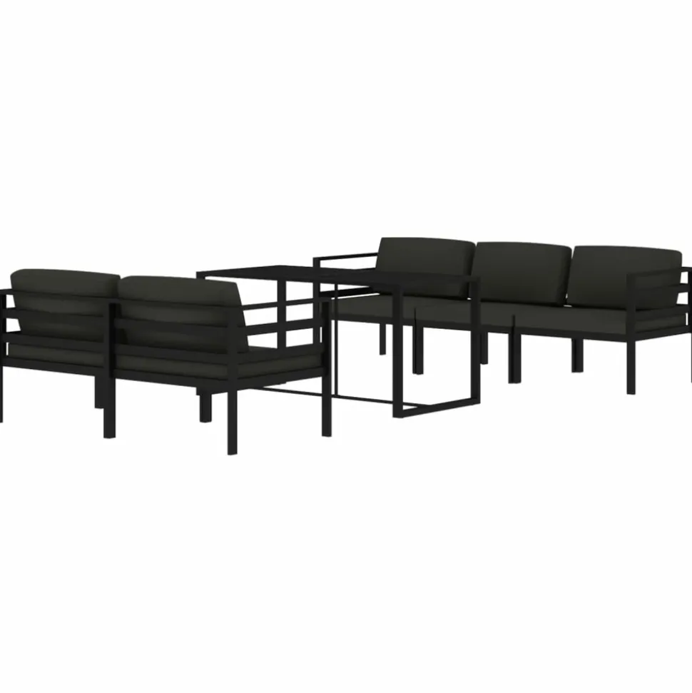 MAISON EXCLUSIVE - Salon de jardin 6 pcs avec coussins aluminium anthracite
