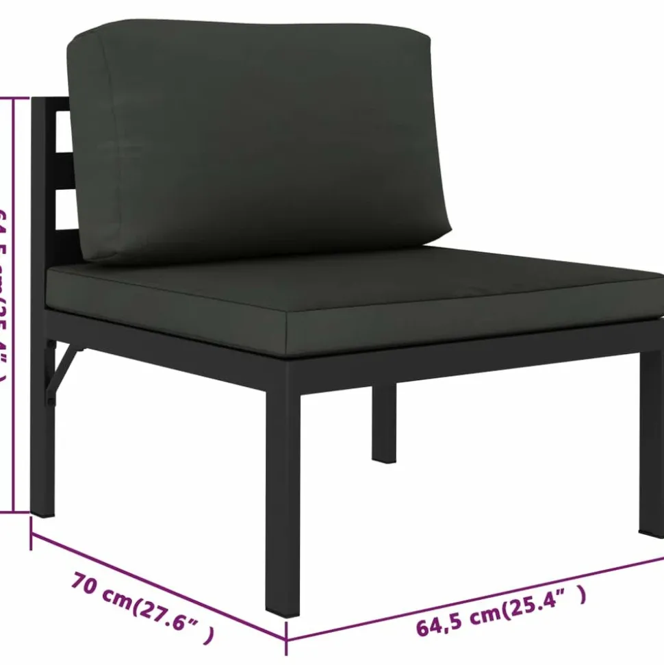 MAISON EXCLUSIVE - Salon de jardin 6 pcs avec coussins aluminium anthracite