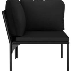 MAISON EXCLUSIVE - Salon de jardin 6 pcs avec coussins noir pvc