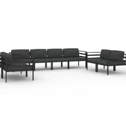 MAISON EXCLUSIVE - Salon de jardin 8 pcs avec coussins aluminium anthracite