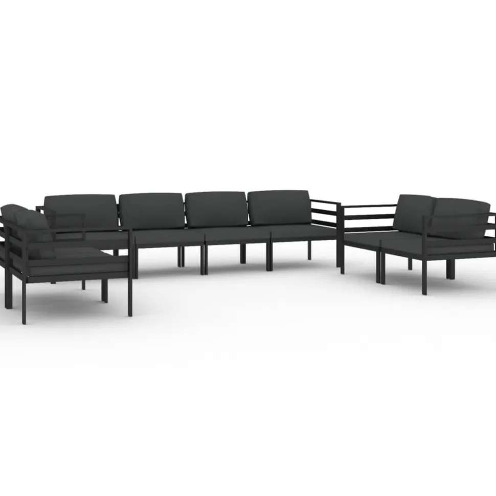 MAISON EXCLUSIVE - Salon de jardin 8 pcs avec coussins aluminium anthracite